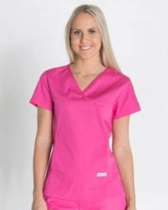 Ladies Fit Solid Colour Scrub Top Pink